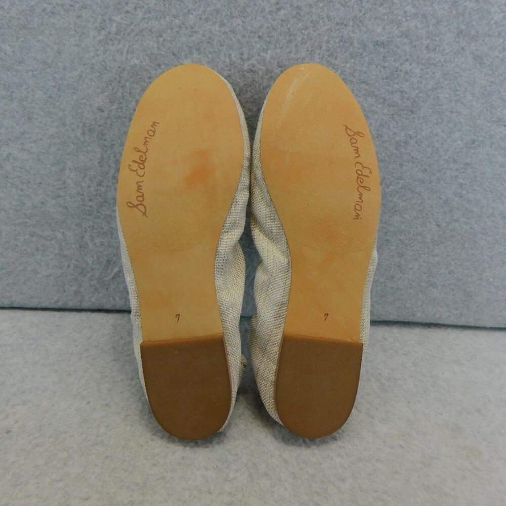 Sam Edelman Felicia Natural Gold Shimmery Linen Ballet Womens Size 7 Shoe - Picture 7 of 9